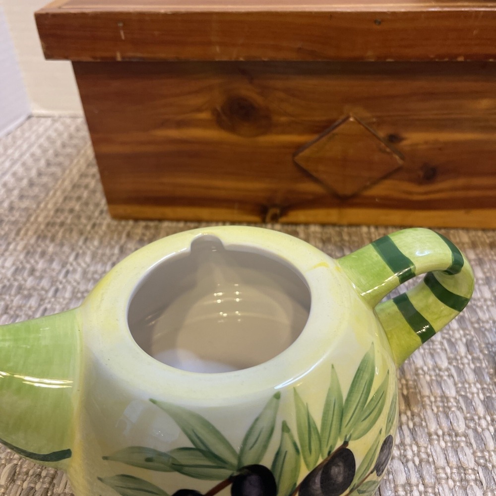 Olive Tea For One Set Teapot and Cup Stackable Kitchen Decor Ceramic - Picture 4 of 12